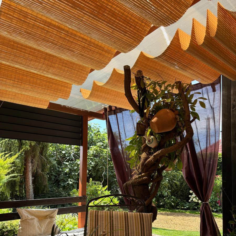 Bambusvordach für Pergola - Hellbraun