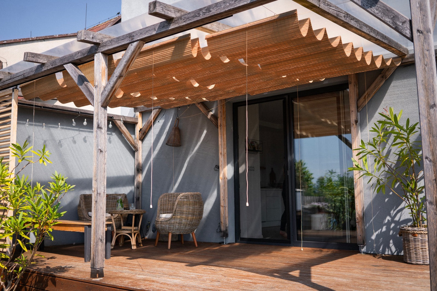 Bambusvordach für Pergola - Hellbraun
