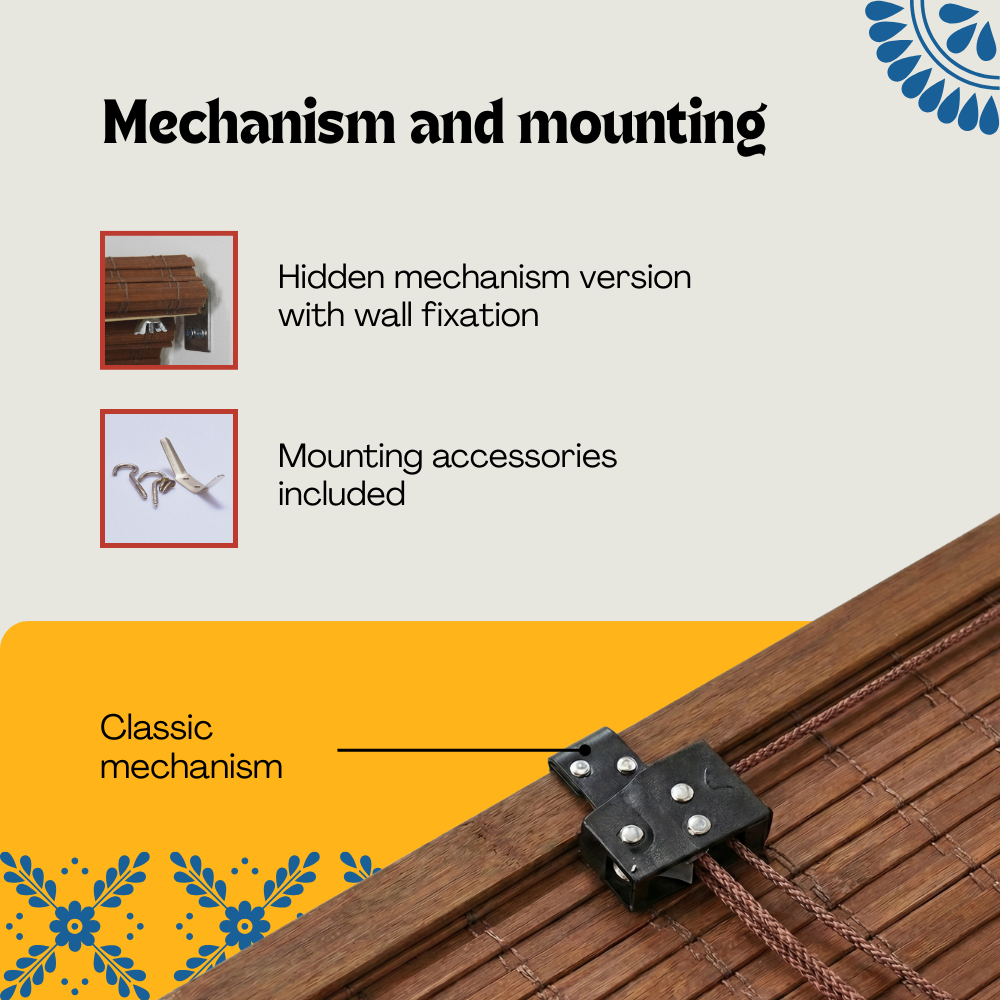 Verdunkelungsrollo aus Bambus - Hellbraun (Walnuss)