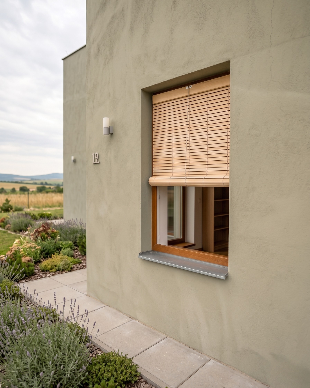 Außenrollo für Fenster aus Holz - Natur