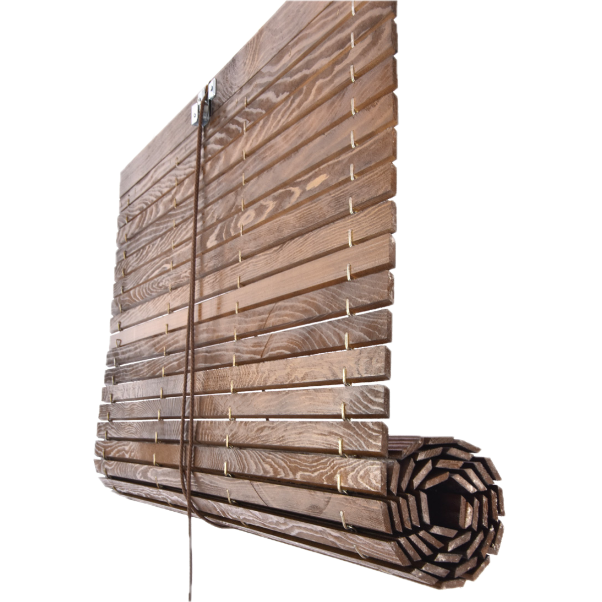 Außenrollo für Fenster aus Holz - Braun