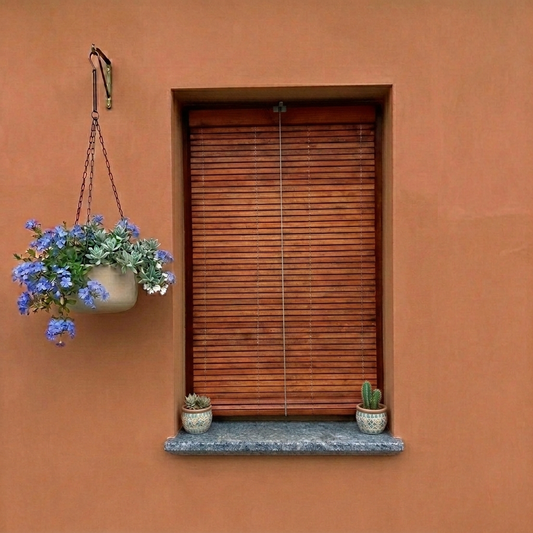 Außenrollo für Fenster aus Holz - Kirsche