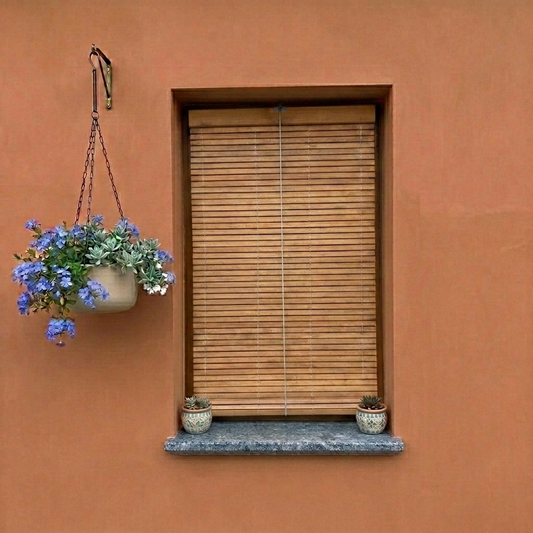 Außenrollo für Fenster aus Holz - Braun
