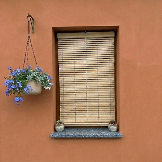 Außenrollo für Fenster aus Holz - Natur